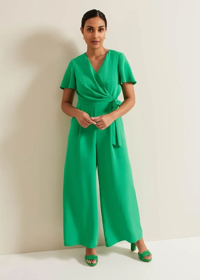 Phase Eight Petite Julissa Green Wide Leg Jumpsuit Green Women Dresses