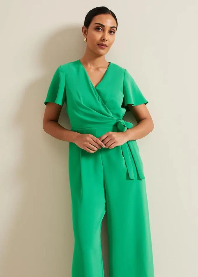 Phase Eight Petite Julissa Green Wide Leg Jumpsuit Green Women Dresses
