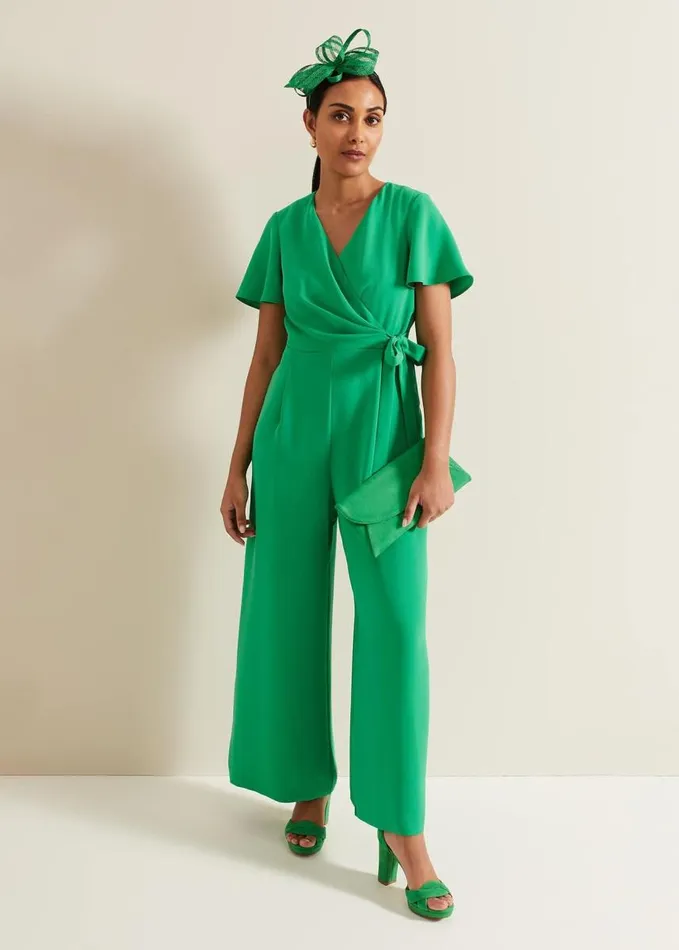 Phase Eight Petite Julissa Green Wide Leg Jumpsuit Green Women Dresses