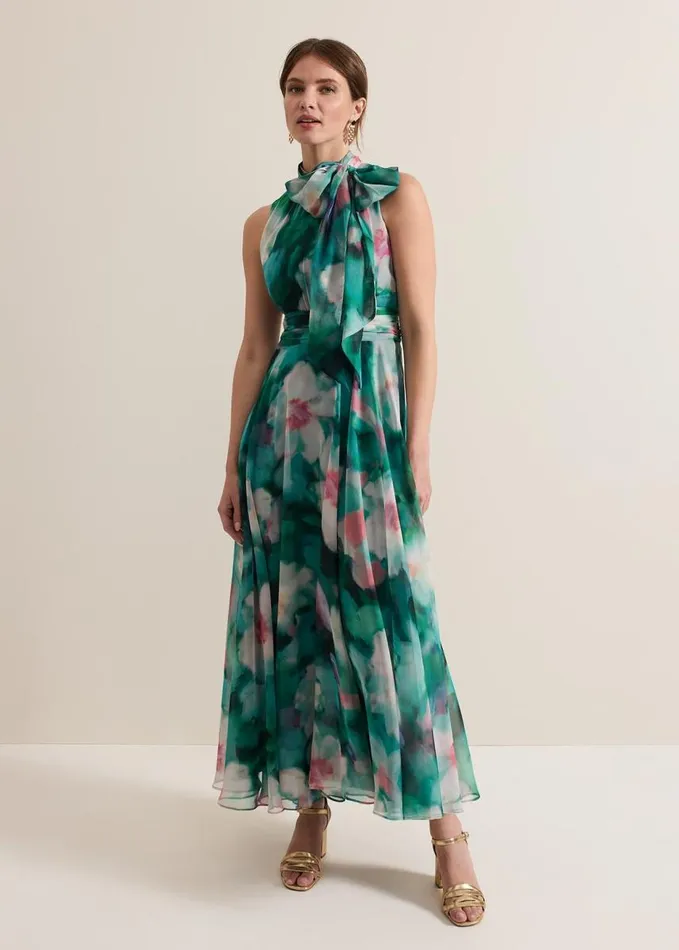 Phase Eight Petite Lucinda Chiffon Print Maxi Dress Multicoloured Women Petite Dresses