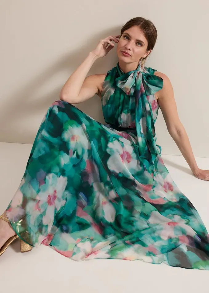 Phase Eight Petite Lucinda Chiffon Print Maxi Dress Multicoloured Women Petite Dresses