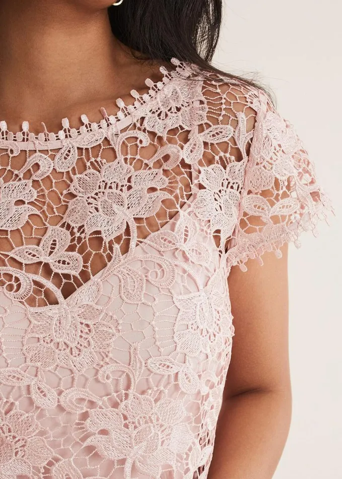 Phase Eight Petite Michelle Lace Pleated Maxi Dress Antique Rose Women Dresses