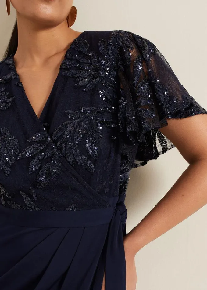 Phase Eight Petite Minty Sequin Bodice Maxi Dress Navy Women Dresses