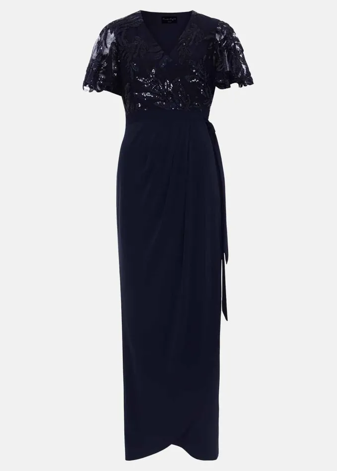 Phase Eight Petite Minty Sequin Bodice Maxi Dress Navy Women Dresses