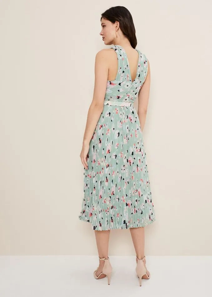 Phase Eight Portia Print Pleated Dress Peppermintmulti Women Dresses
