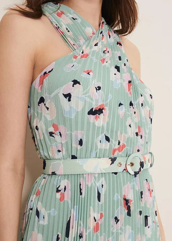 Phase Eight Portia Print Pleated Dress Peppermintmulti Women Dresses