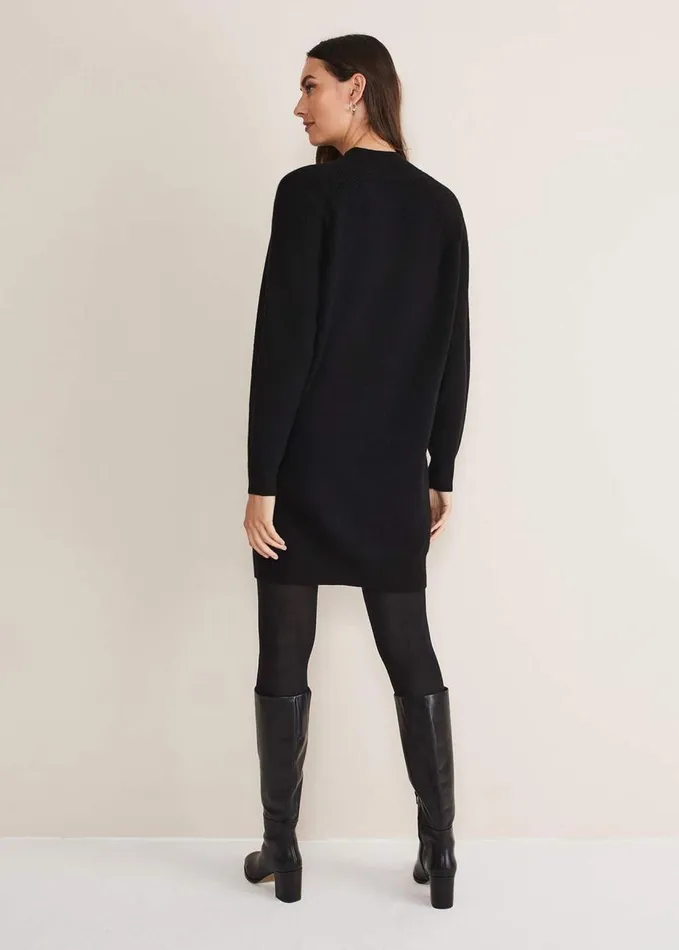 Phase Eight Reeva Cosy Button Detail Dress Black Women Dresses