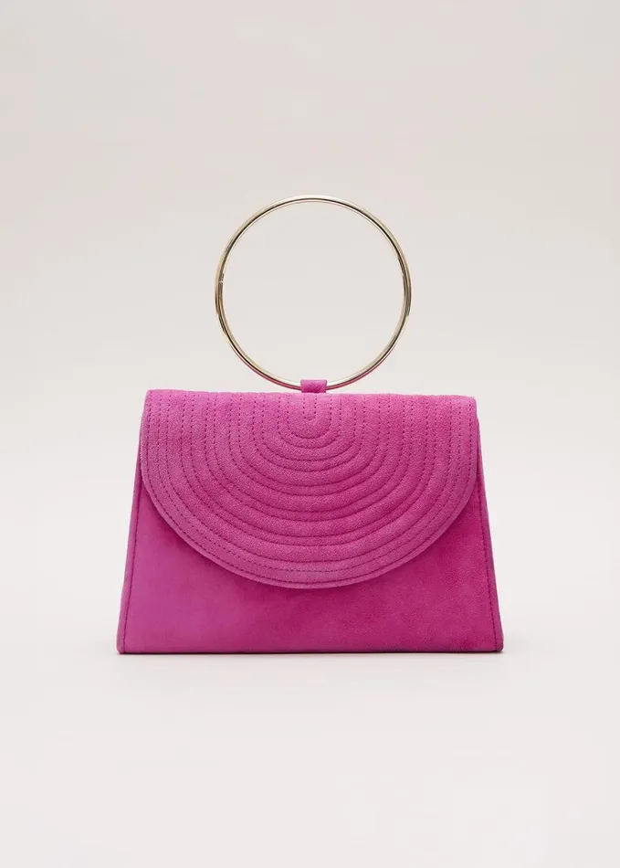 Phase Eight Ring Handle Suede Mini Bag Pink Women Bags and Clutches