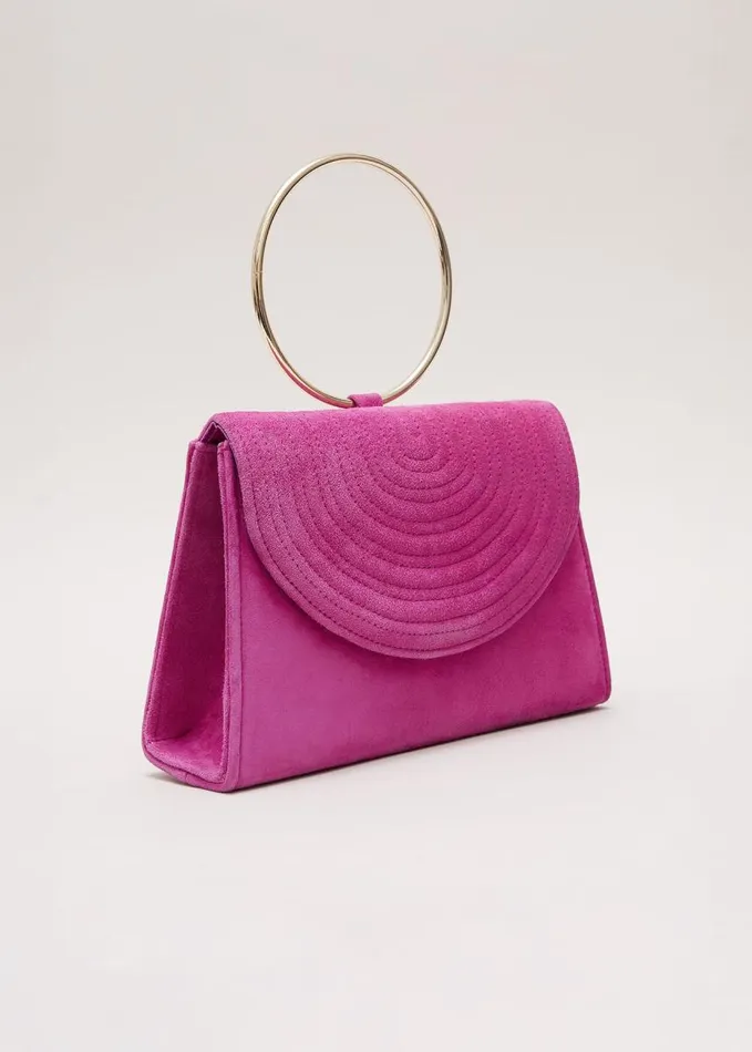 Phase Eight Ring Handle Suede Mini Bag Pink Women Bags and Clutches