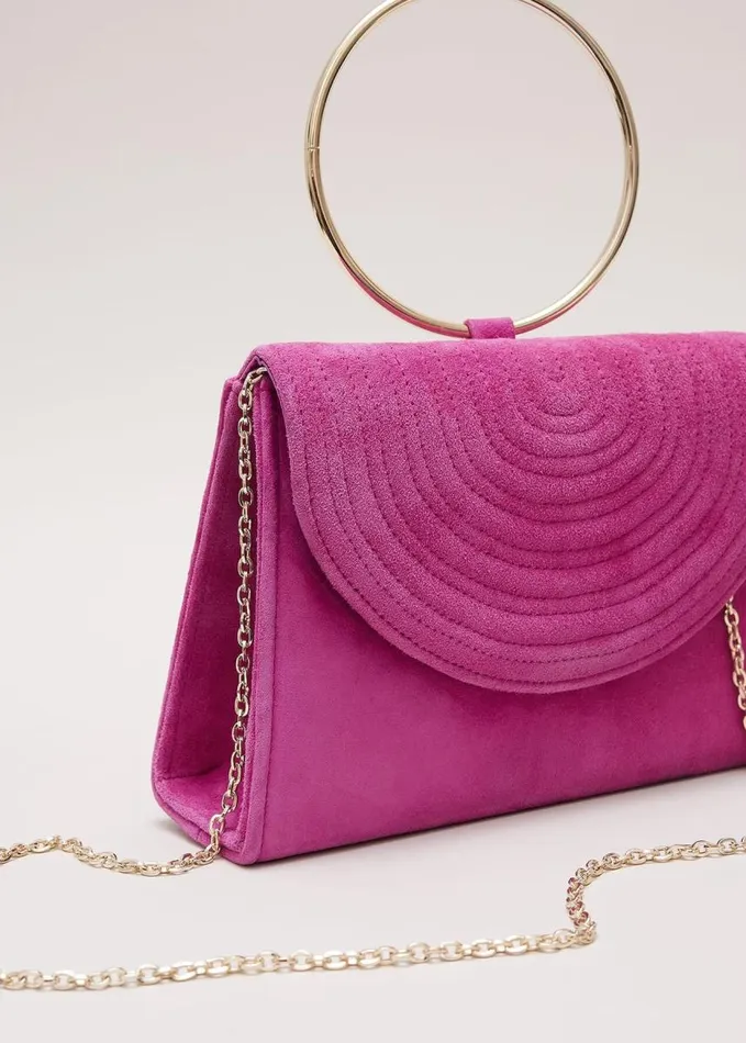 Phase Eight Ring Handle Suede Mini Bag Pink Women Bags and Clutches