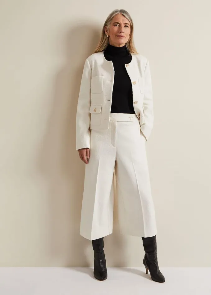 Phase Eight Ripley Boucle Jacket Ivory Women Jackets
