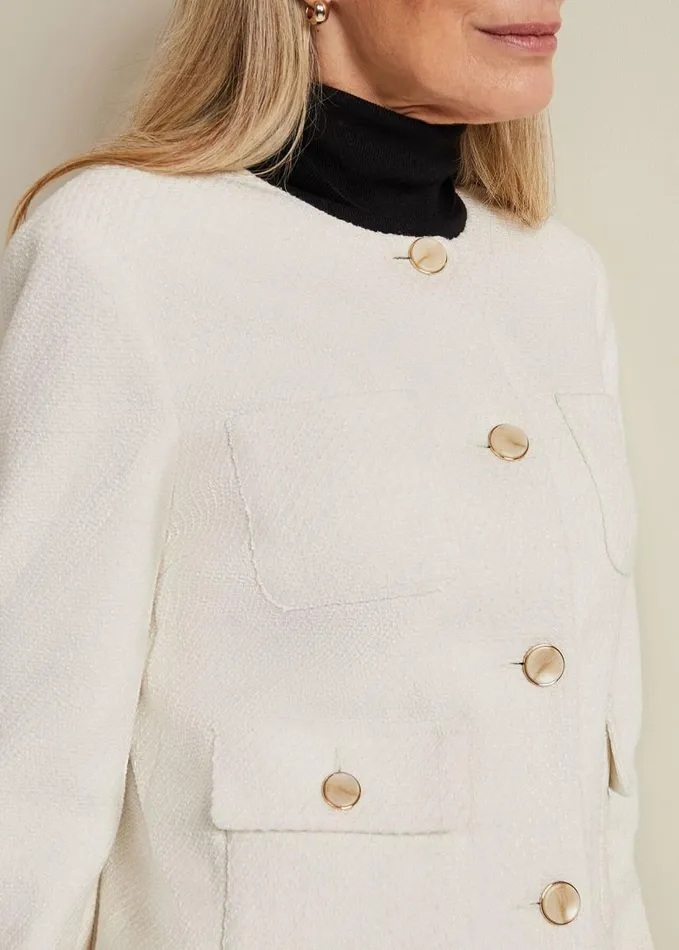 Phase Eight Ripley Boucle Jacket Ivory Women Jackets