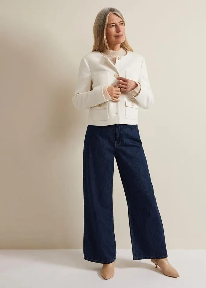 Phase Eight Ripley Boucle Jacket Ivory Women Jackets