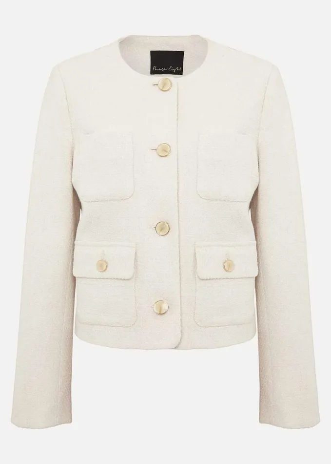 Phase Eight Ripley Boucle Jacket Ivory Women Jackets