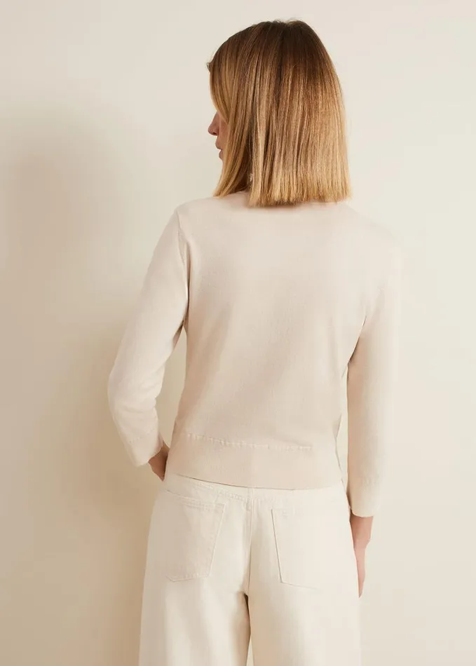 Phase Eight Robin Button Through Cardigan Stone Women Knitwear