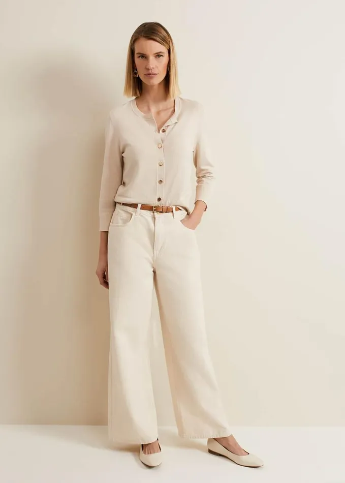 Phase Eight Robin Button Through Cardigan Stone Women Knitwear