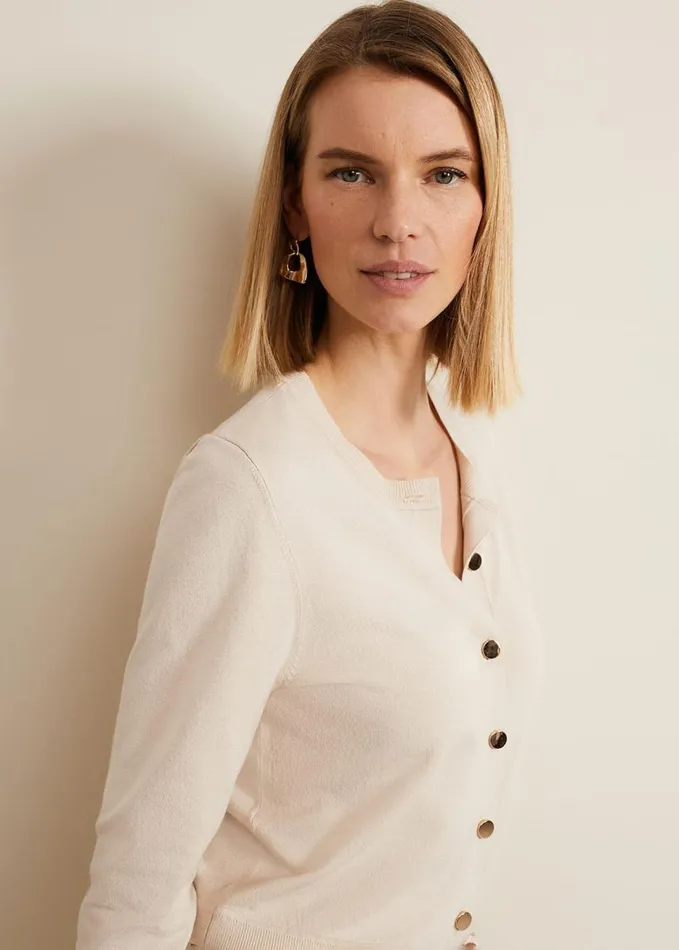 Phase Eight Robin Button Through Cardigan Stone Women Knitwear