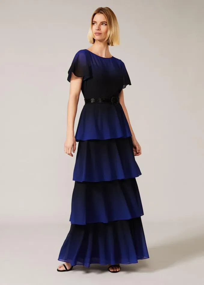 Phase Eight Rosalie Dipdye Tiered Dress Blackcobalt Women Dresses
