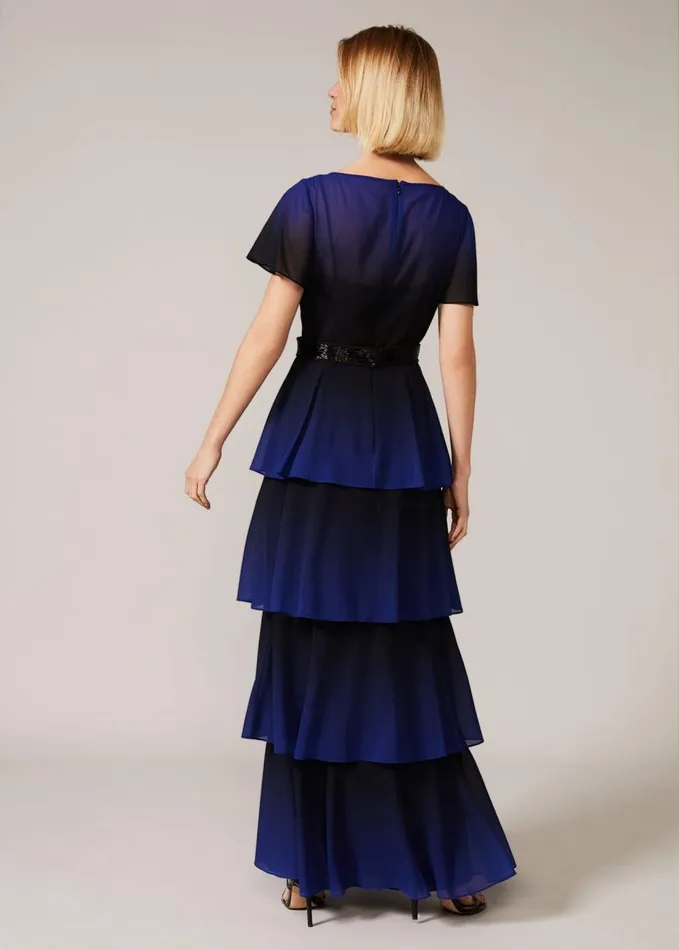 Phase Eight Rosalie Dipdye Tiered Dress Blackcobalt Women Dresses