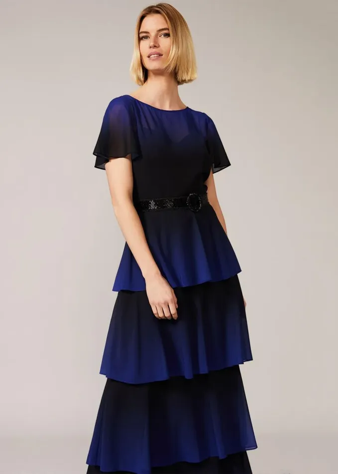 Phase Eight Rosalie Dipdye Tiered Dress Blackcobalt Women Dresses