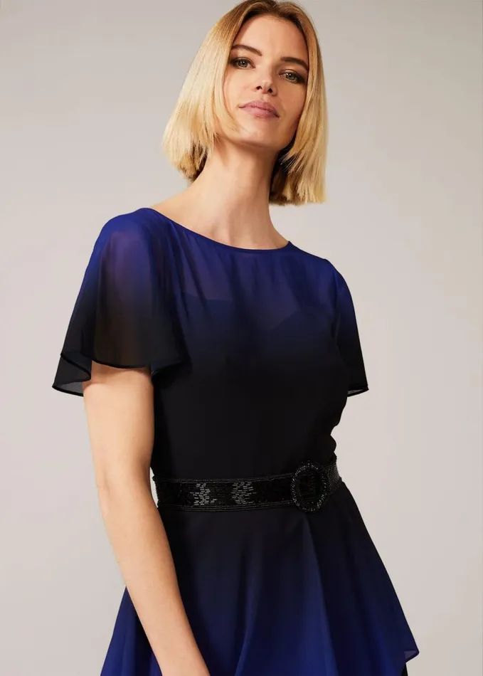 Phase Eight Rosalie Dipdye Tiered Dress Blackcobalt Women Dresses