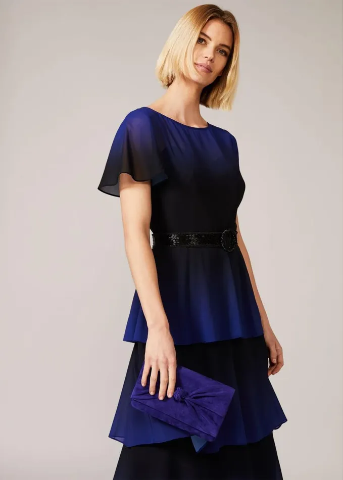 Phase Eight Rosalie Dipdye Tiered Dress Blackcobalt Women Dresses