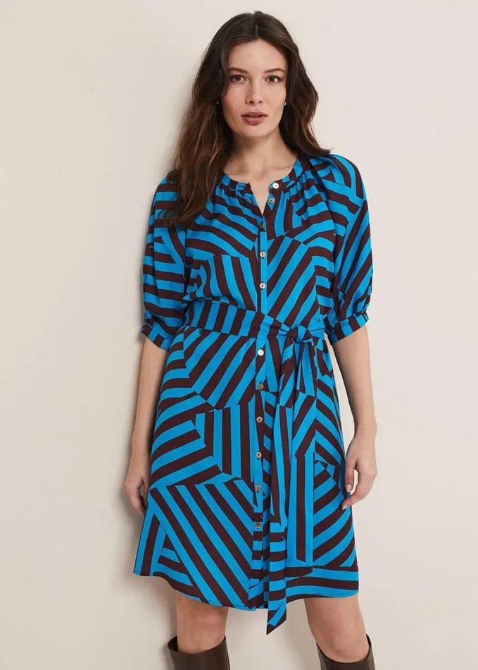 Phase Eight Rosella Striped Mini Dress Bluechocolate Women Dresses