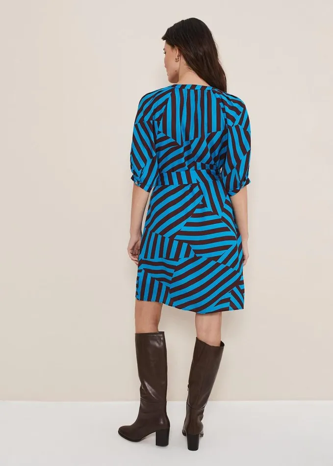 Phase Eight Rosella Striped Mini Dress Bluechocolate Women Dresses