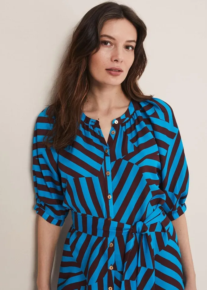 Phase Eight Rosella Striped Mini Dress Bluechocolate Women Dresses