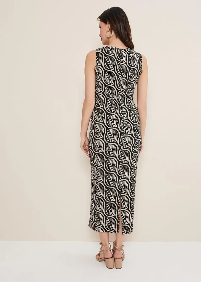 Phase Eight Rubie Geo Bodycon Midi Dress Blackneutral Women Dresses