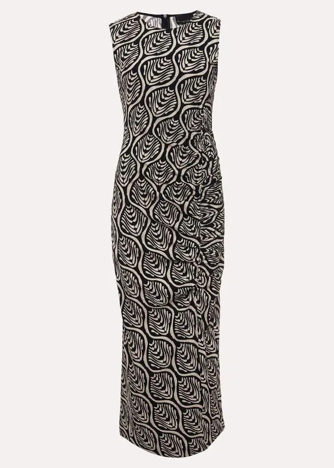 Phase Eight Rubie Geo Bodycon Midi Dress Blackneutral Women Dresses