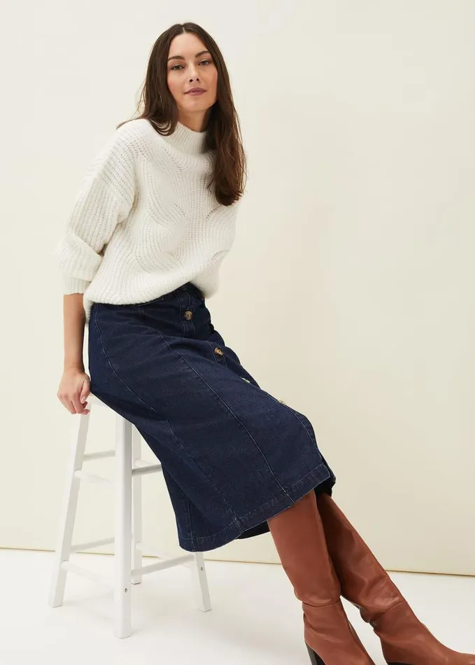 Phase Eight Ruby Fluffy Decorative Open Stitch Jumper White Women Knitwear