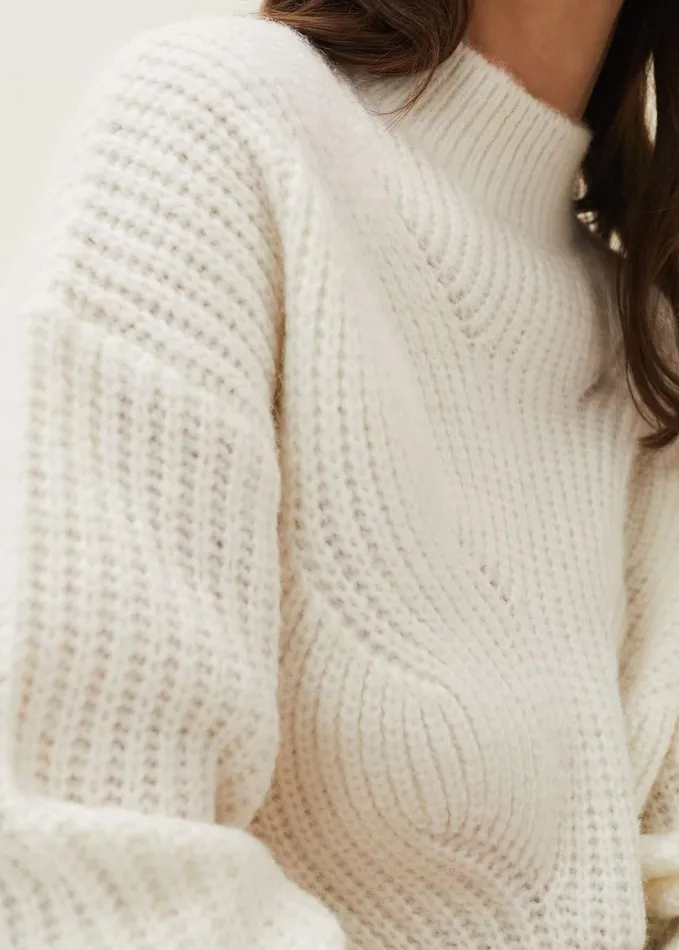 Phase Eight Ruby Fluffy Decorative Open Stitch Jumper White Women Knitwear