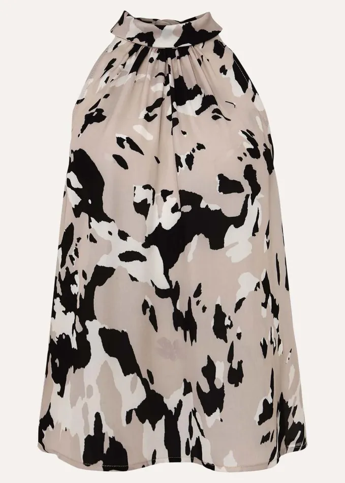 Phase Eight Sejal Printed Halter Neck Top Blackputty Women Shirts and Blouses