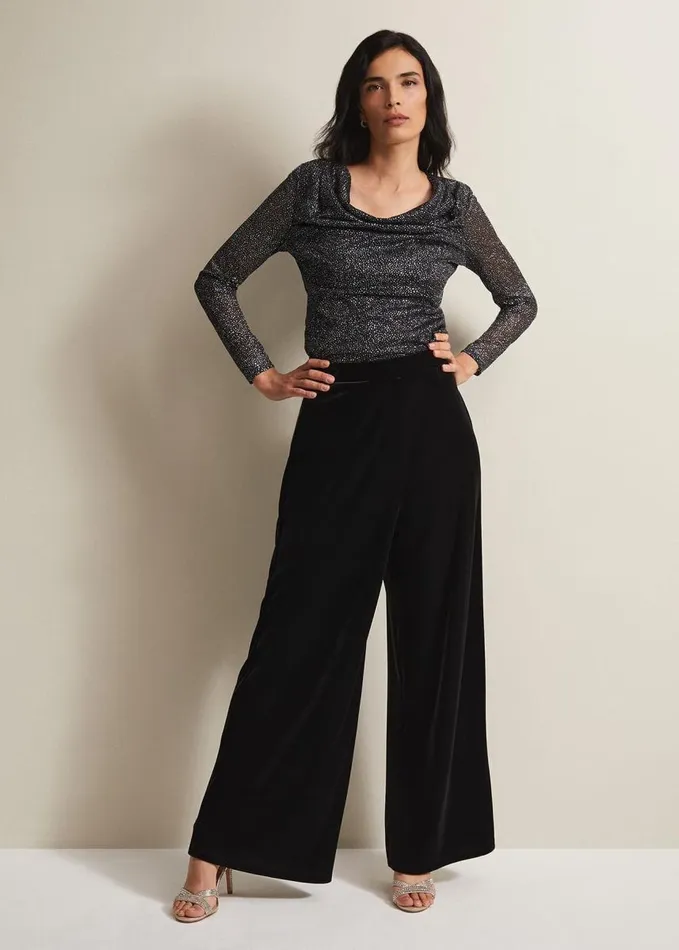 Phase Eight Sera Shimmer Cowl Neck Top Teal Women Tops and TShirts