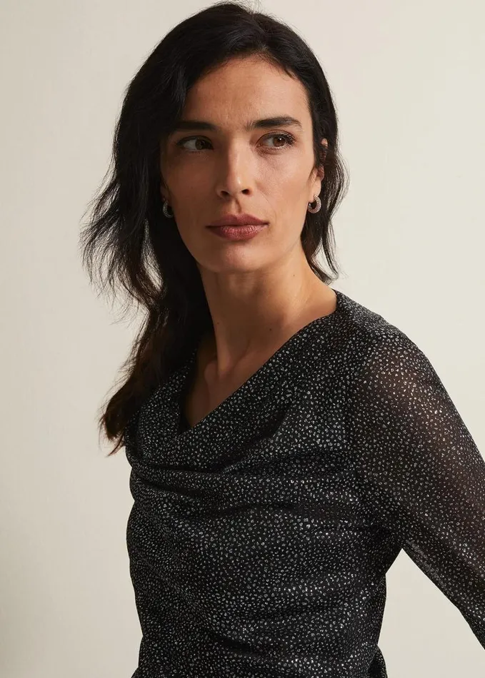 Phase Eight Sera Shimmer Cowl Neck Top Teal Women Tops and TShirts