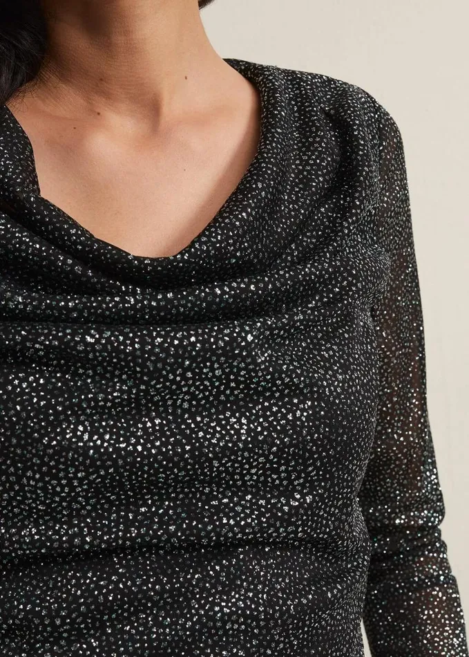 Phase Eight Sera Shimmer Cowl Neck Top Teal Women Tops and TShirts
