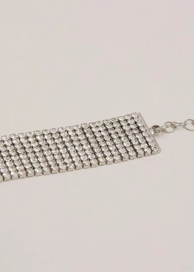 Phase Eight Silver Chainmail Sparkle Bracelet Silver Women Jewellery