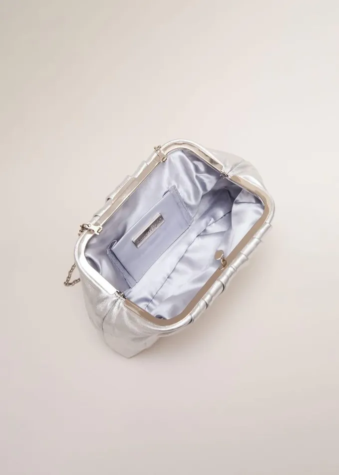 Phase Eight Silver Leather Pouch Clutch Bag Silver Women Bags and Clutches