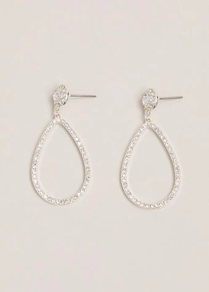 Phase Eight Silver Sparkle Tear Drop Earring Silver Women Jewellery