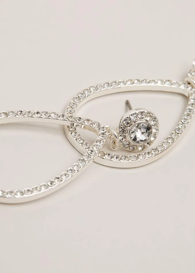 Phase Eight Silver Sparkle Tear Drop Earring Silver Women Jewellery