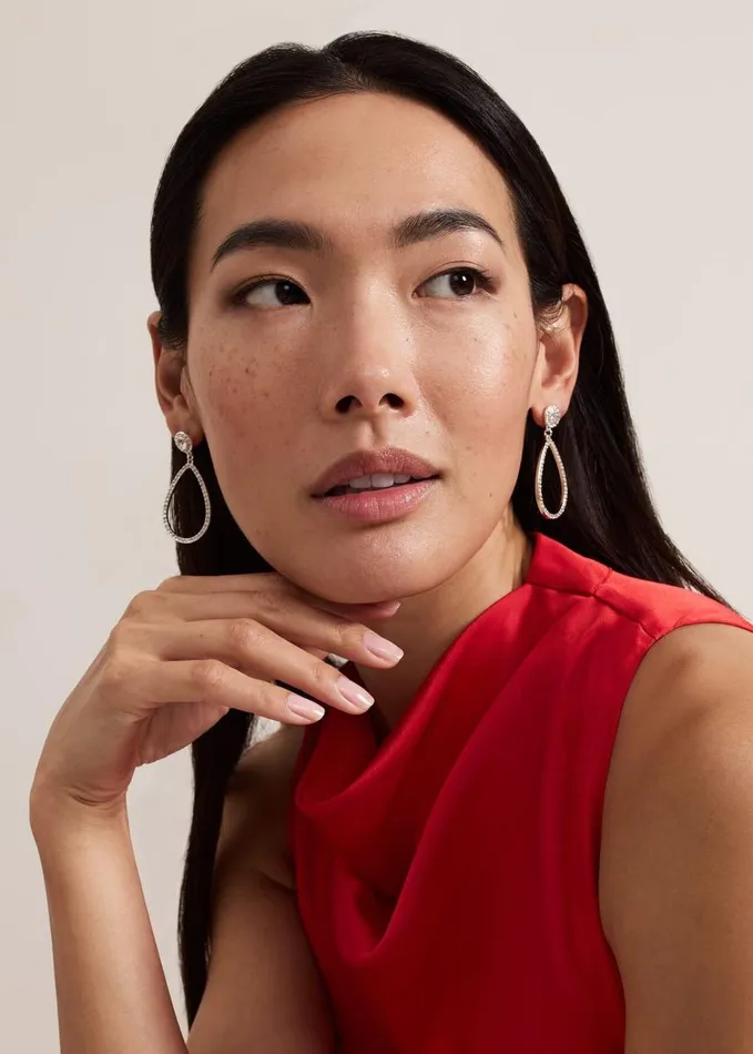 Phase Eight Silver Sparkle Tear Drop Earring Silver Women Jewellery