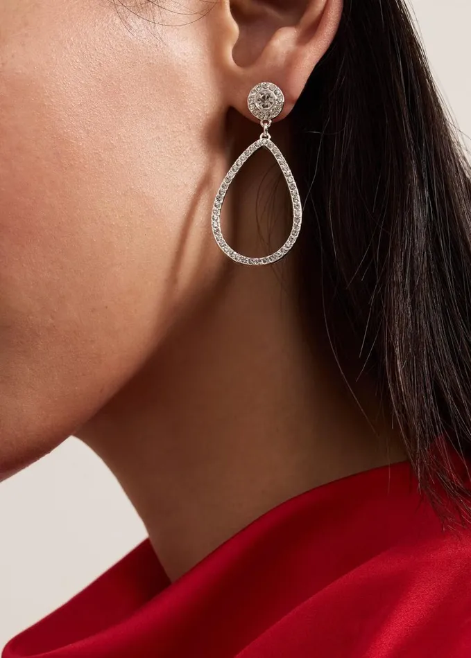 Phase Eight Silver Sparkle Tear Drop Earring Silver Women Jewellery