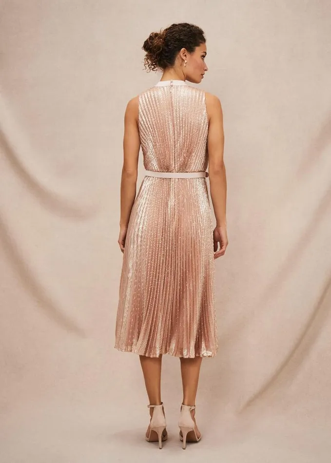 Phase Eight Simara Sequin Dress Rose Gold Women Dresses