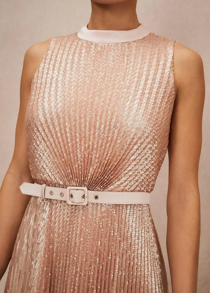 Phase Eight Simara Sequin Dress Rose Gold Women Dresses