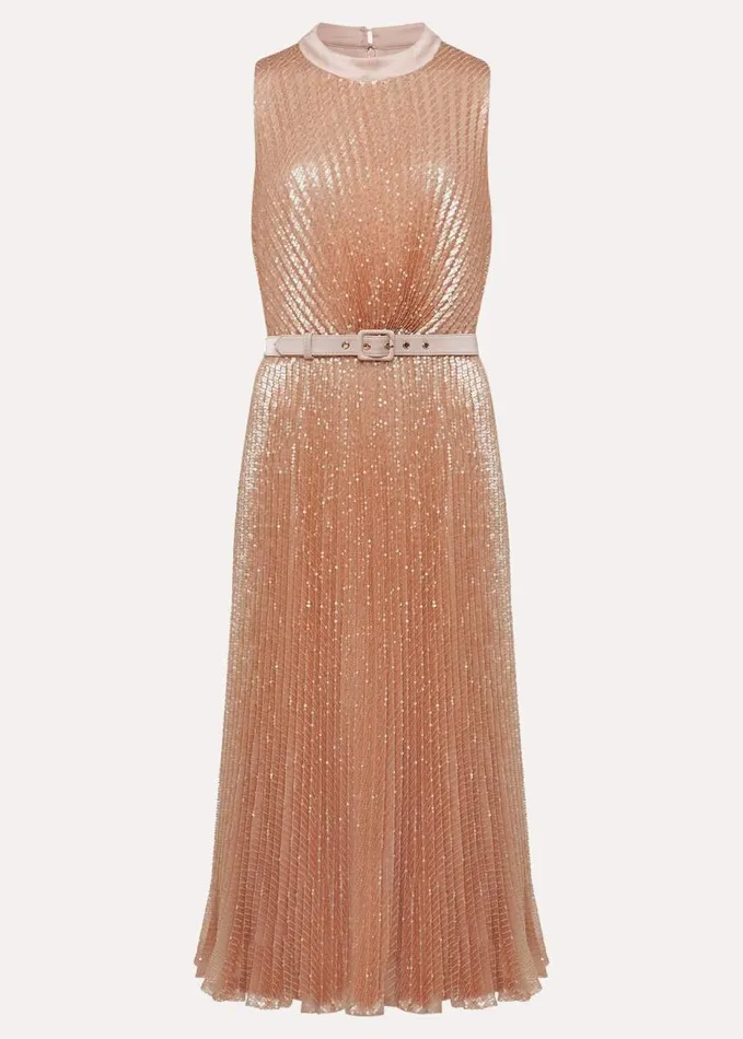 Phase Eight Simara Sequin Dress Rose Gold Women Dresses
