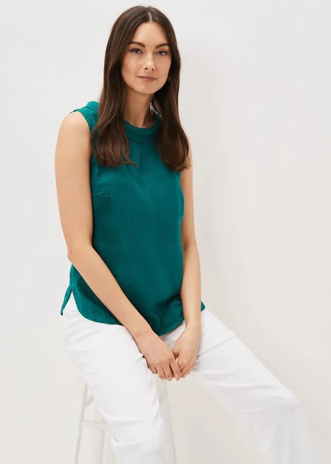 Phase Eight Sky Sleeveless Blouse Jade Women Shirts and Blouses