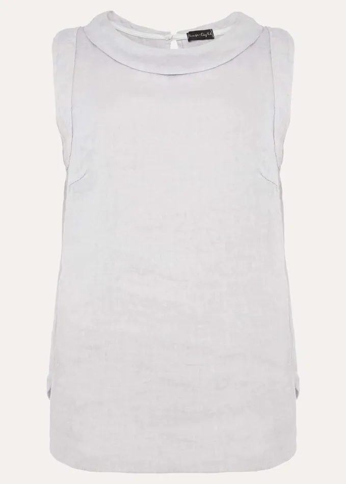 Phase Eight Sky Sleeveless Linen Blouse Silver Grey Women Shirts and Blouses