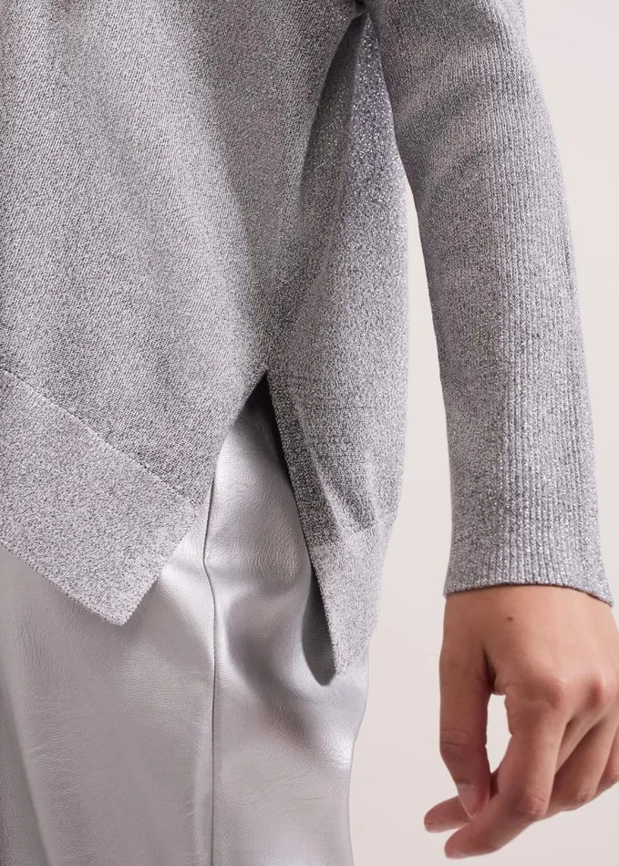 Phase Eight Sofia Silver Lurex Asymetric Jumper Silver Women Knitwear