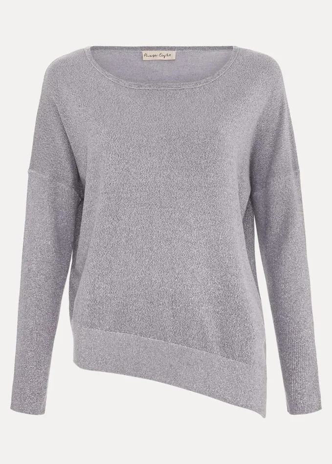 Phase Eight Sofia Silver Lurex Asymetric Jumper Silver Women Knitwear